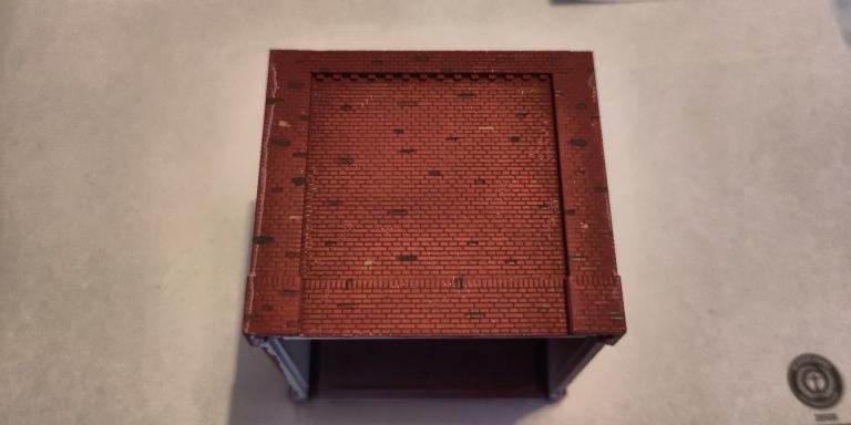 Brick wall with painted bricks